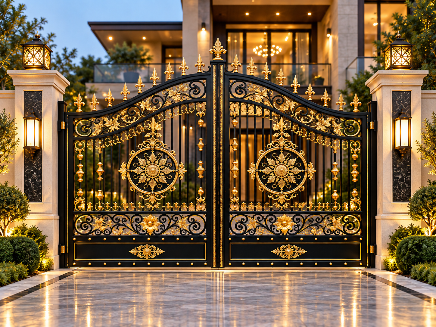 Black and gold steel gates